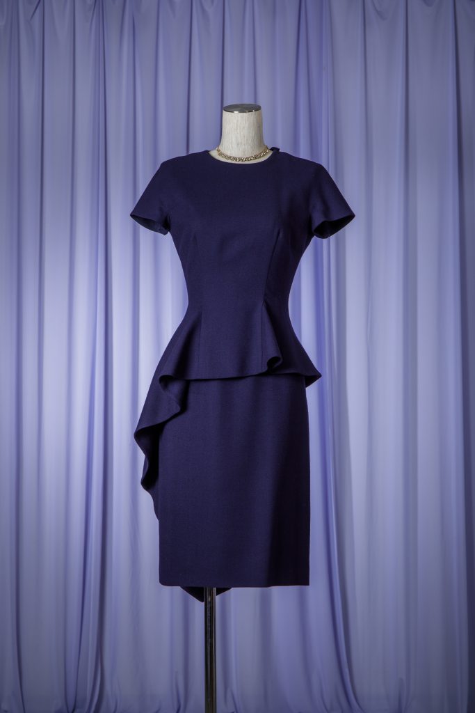 Christian Dior クリスチャンディオール ネイビーペプラムドレス