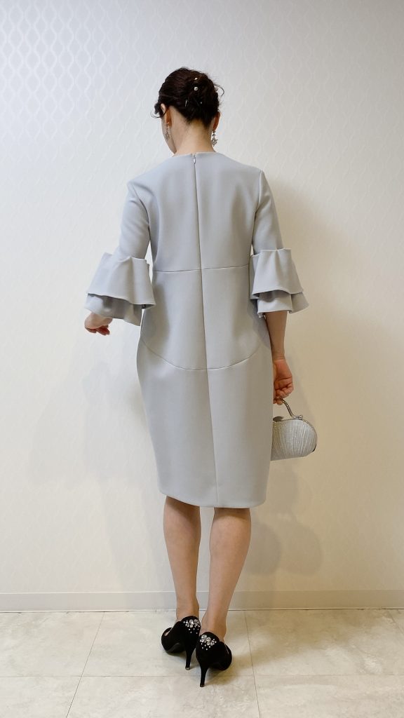 YOKO CHAN ヨーコチャン パールティアードスリーブ（水色）ドレス