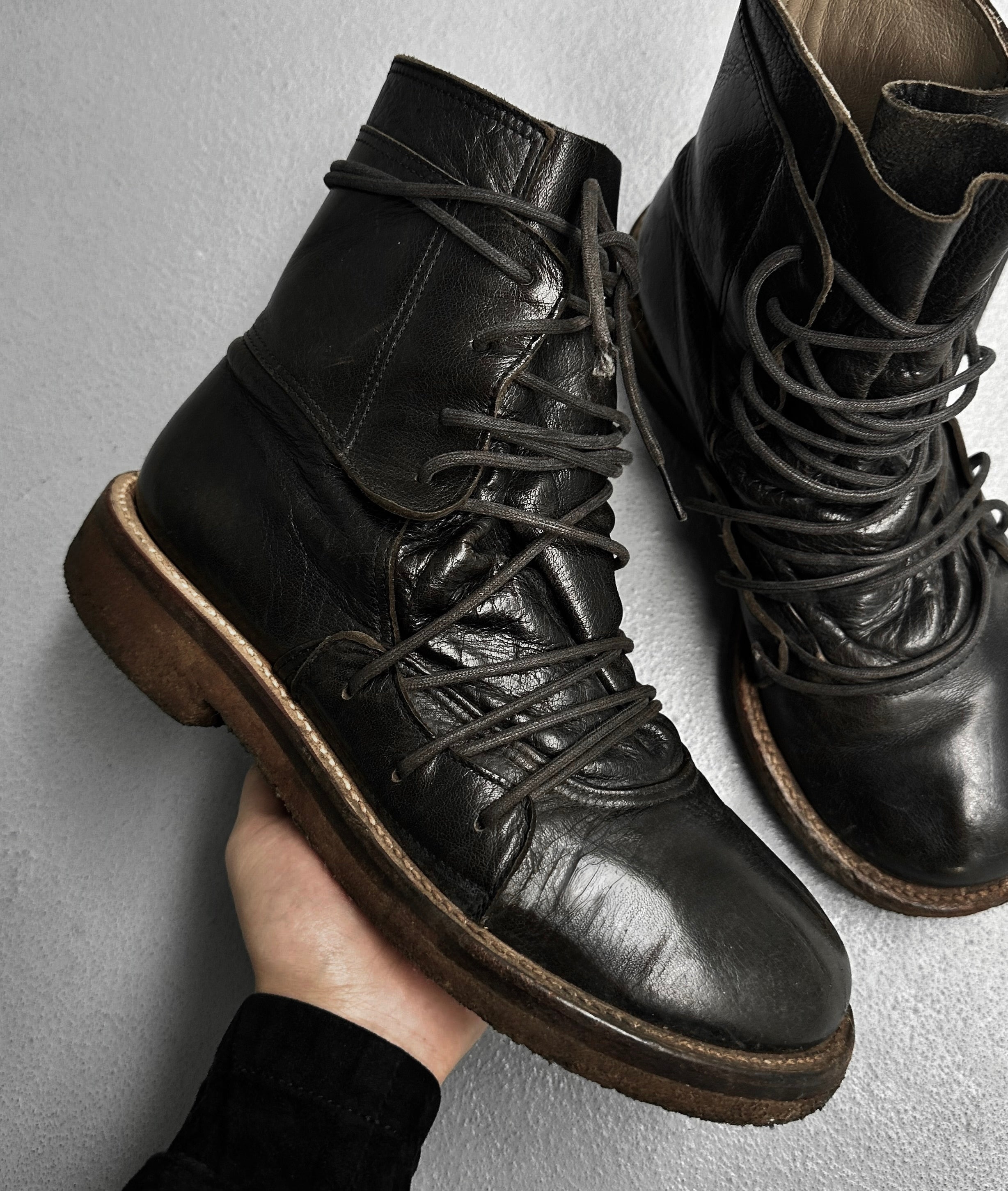 MiharaYasuhiro Early 00s Multi-laced Crepe Sole Boots – DRIEW