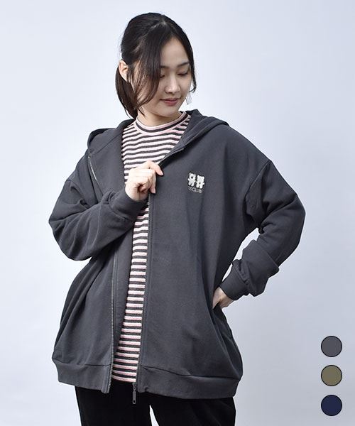 パーカー】 バックプリント パーカー(L 32 チャコールグレー