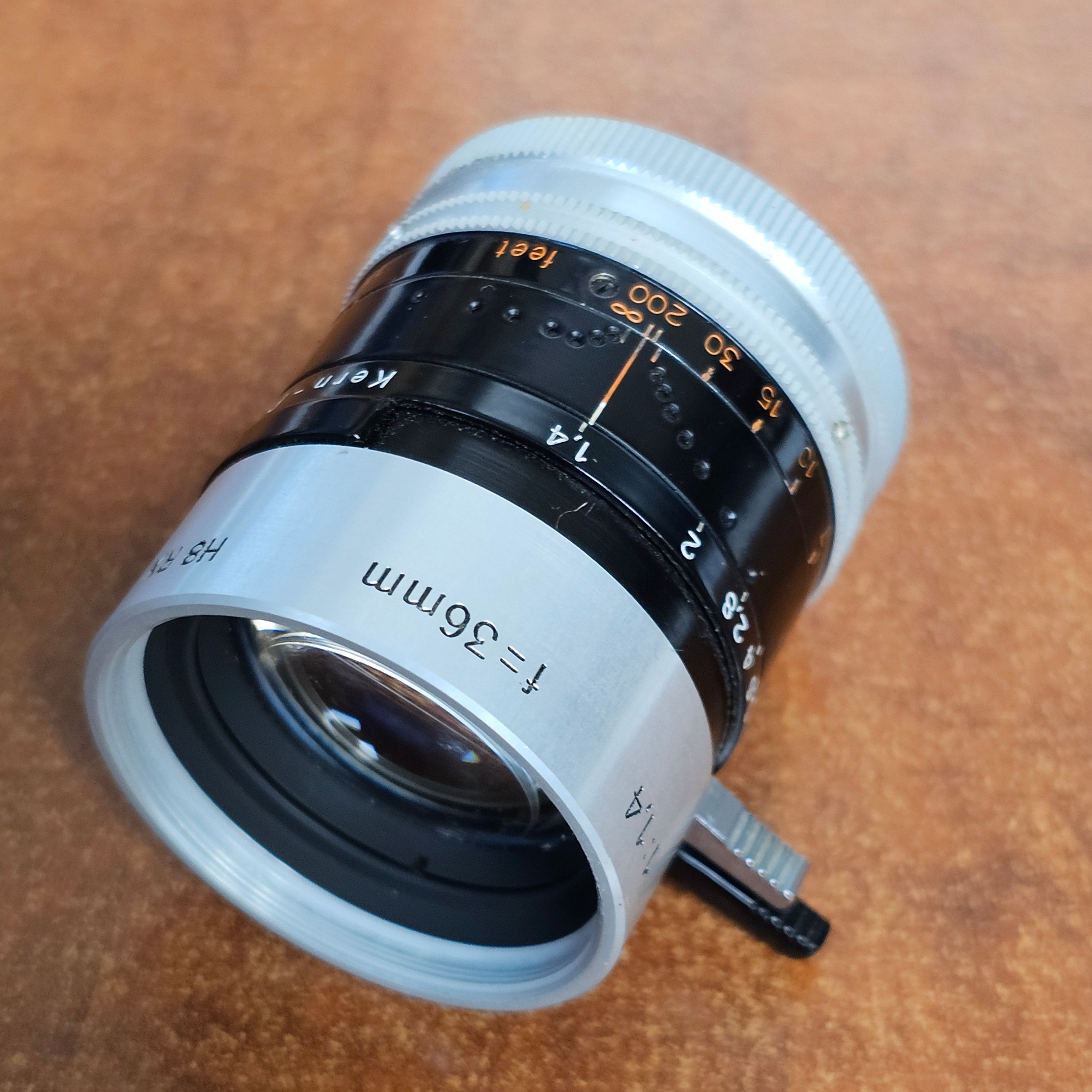 Switar Macro Preset 36mm f1.4 H8 RX C-Mount Lens S# 877442 – Du