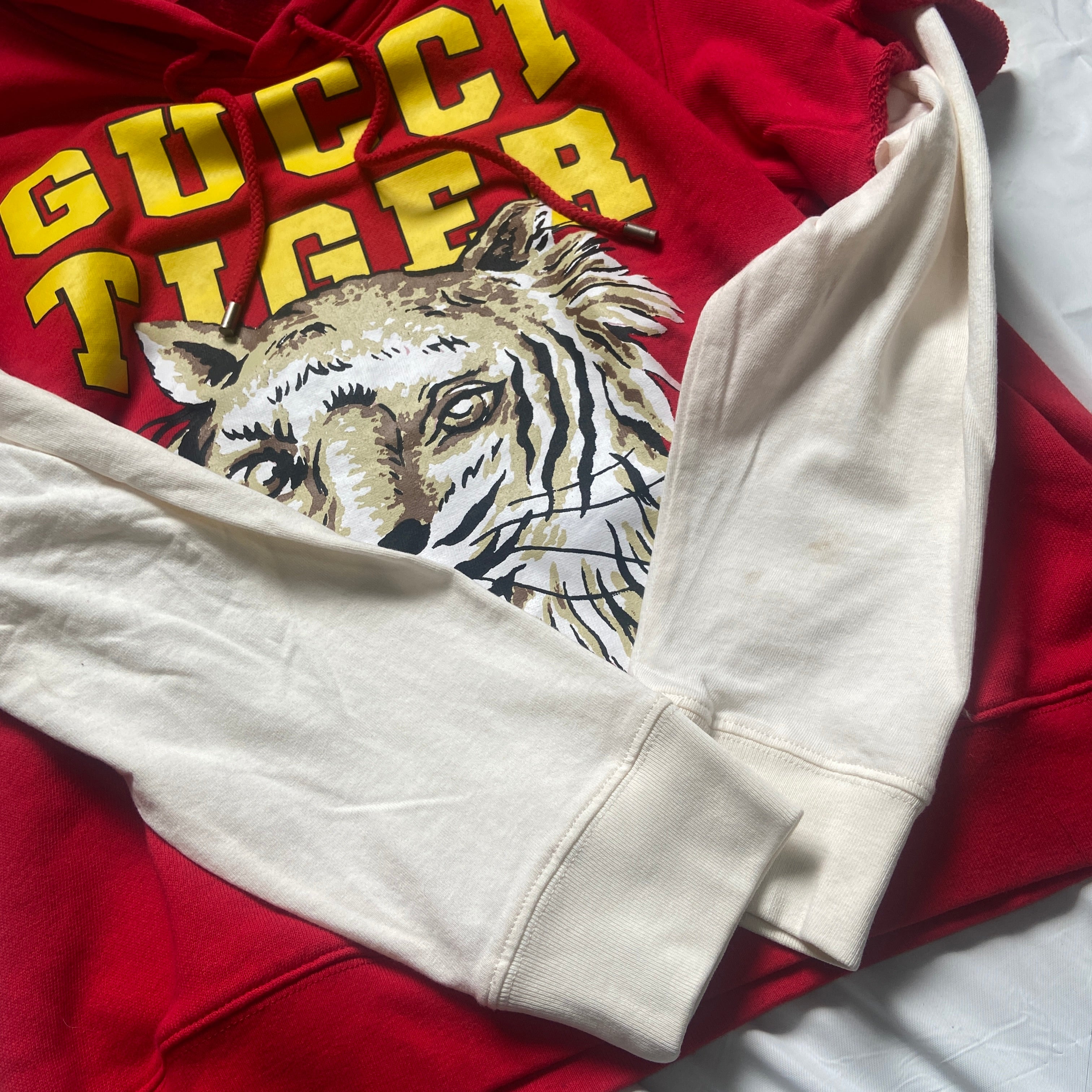 Gucci tiger red cut sleeve hoodie S – Dusty Archive