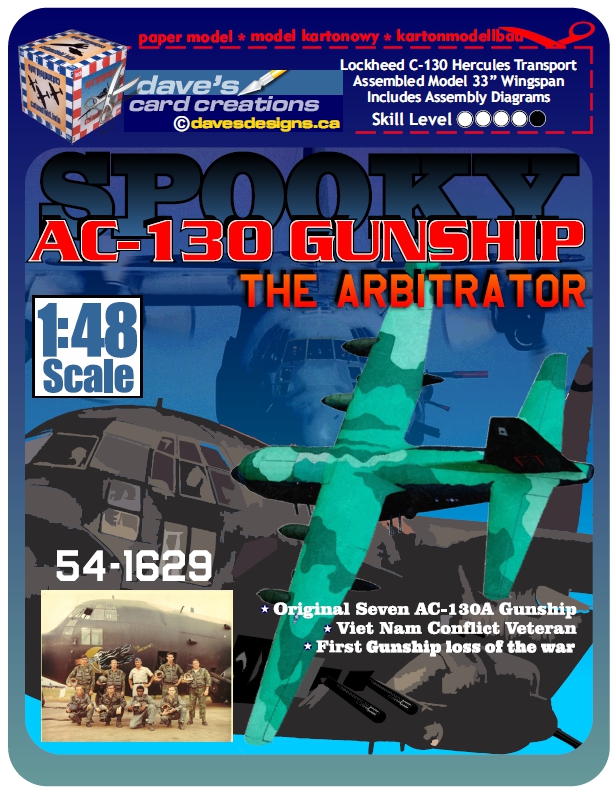 1/48 C-130 AC-130 54-1629 Spectre Gunship Arbitrator Paper Model