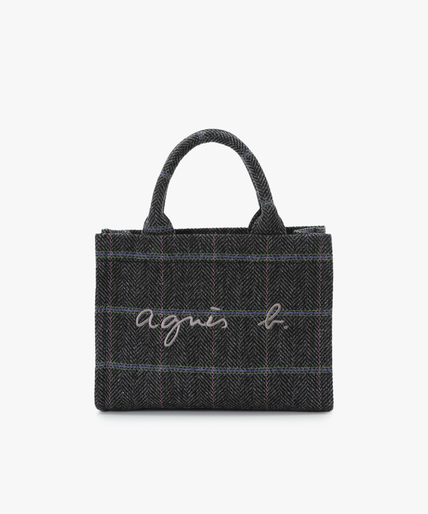チェック ウール スモール トートバッグ ZAX03B－01 ｜agnès b. VOYAGE