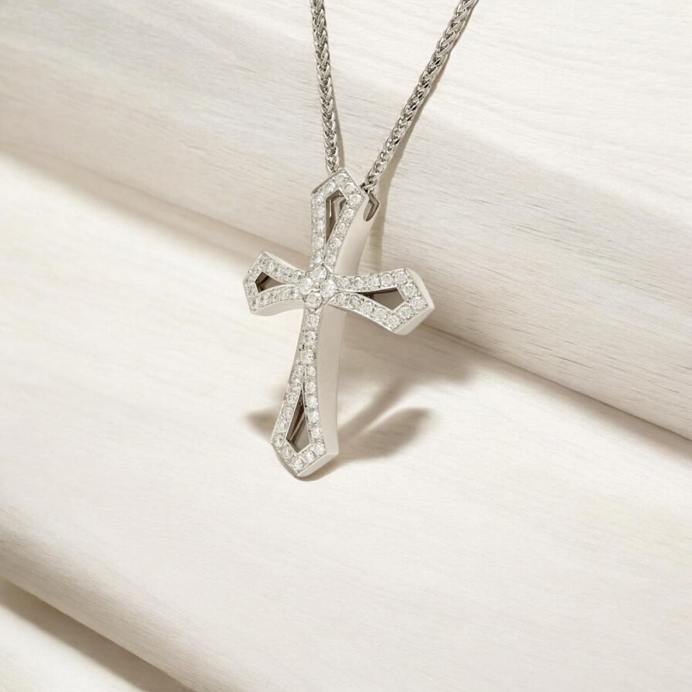 プラチナ900 プラチナ850 ダイヤモンド クロス ネックレス J373399