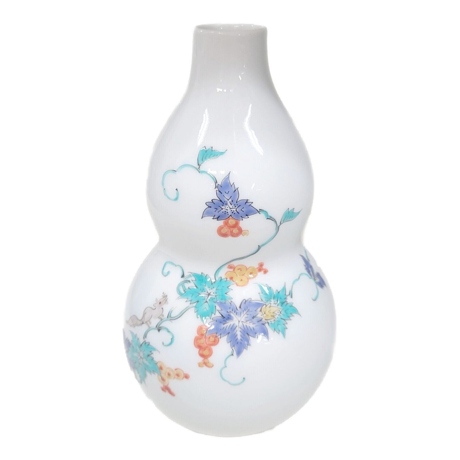 14代酒井田柿右衛門 (十四代酒井田柿右衛門) 花瓶 錦葡萄リス文