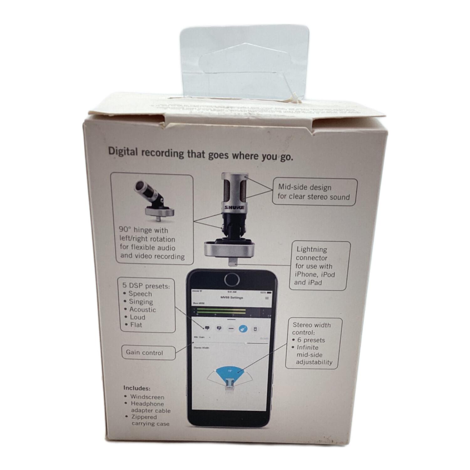 SHURE (シュア) デジタルステレオコンデンサーマイク MV88｜トレファク