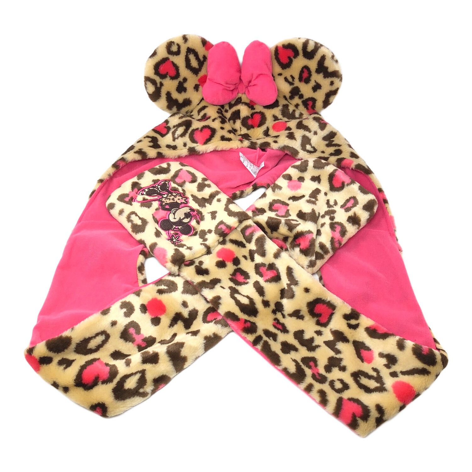 Disney マフラーファンキャップ ミニーマウス ミニーマウス ヒョウ柄
