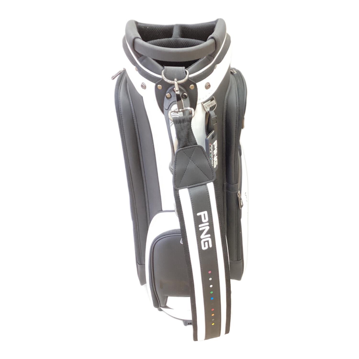 PiNG (ピン) キャディバッグ ホワイト×ブラック 9型 5分割｜トレファク