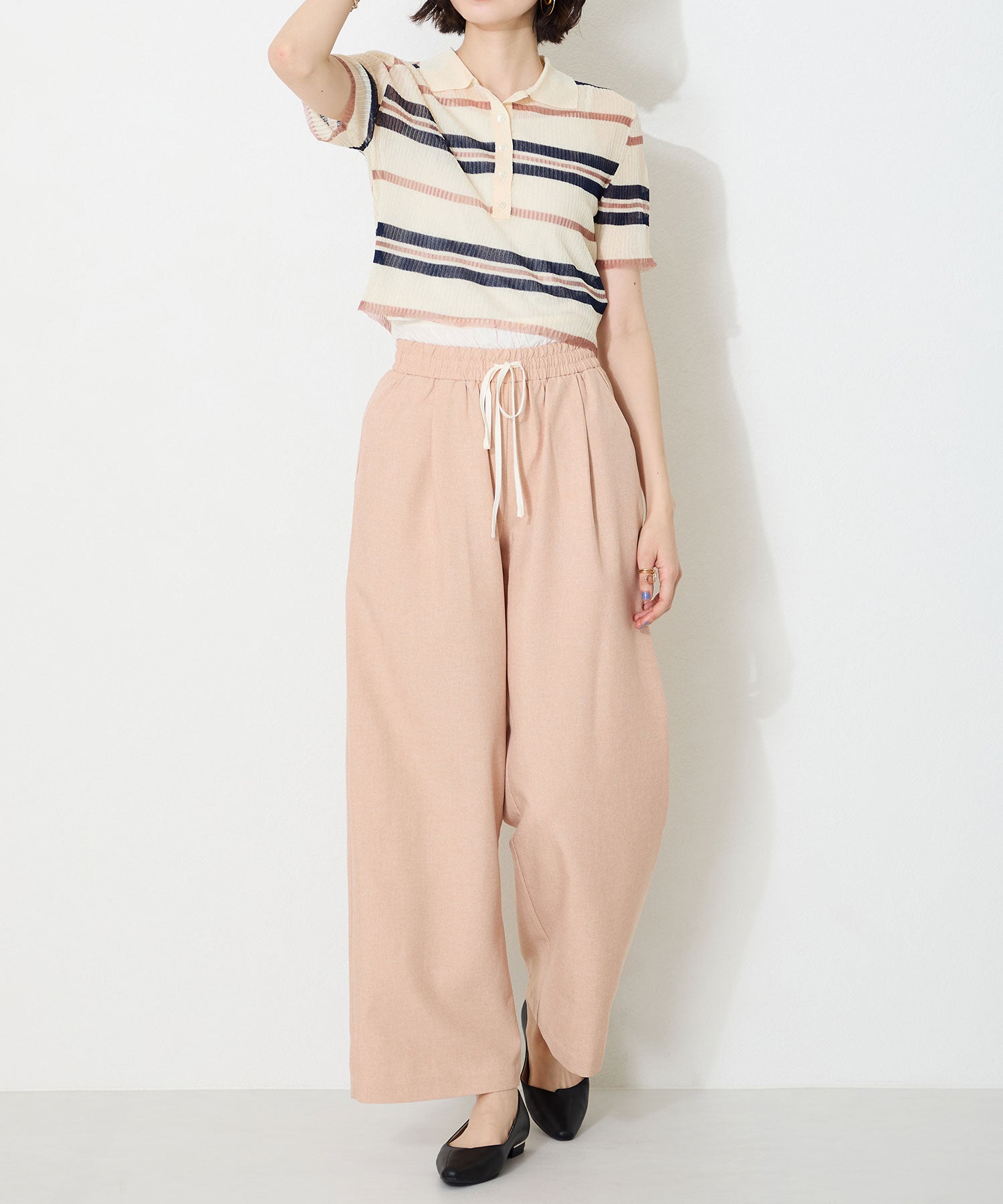 WEB限定】アシンメトリーデザインフラットパンプス/55102