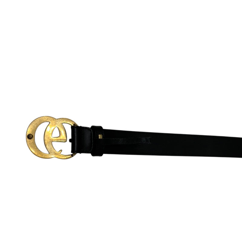 グッチ GUCCI ﾀﾞﾌﾞﾙG ｽﾘﾑﾍﾞﾙﾄ 70cm 414516 ブラック/ゴールド金具 ﾚｻﾞｰ