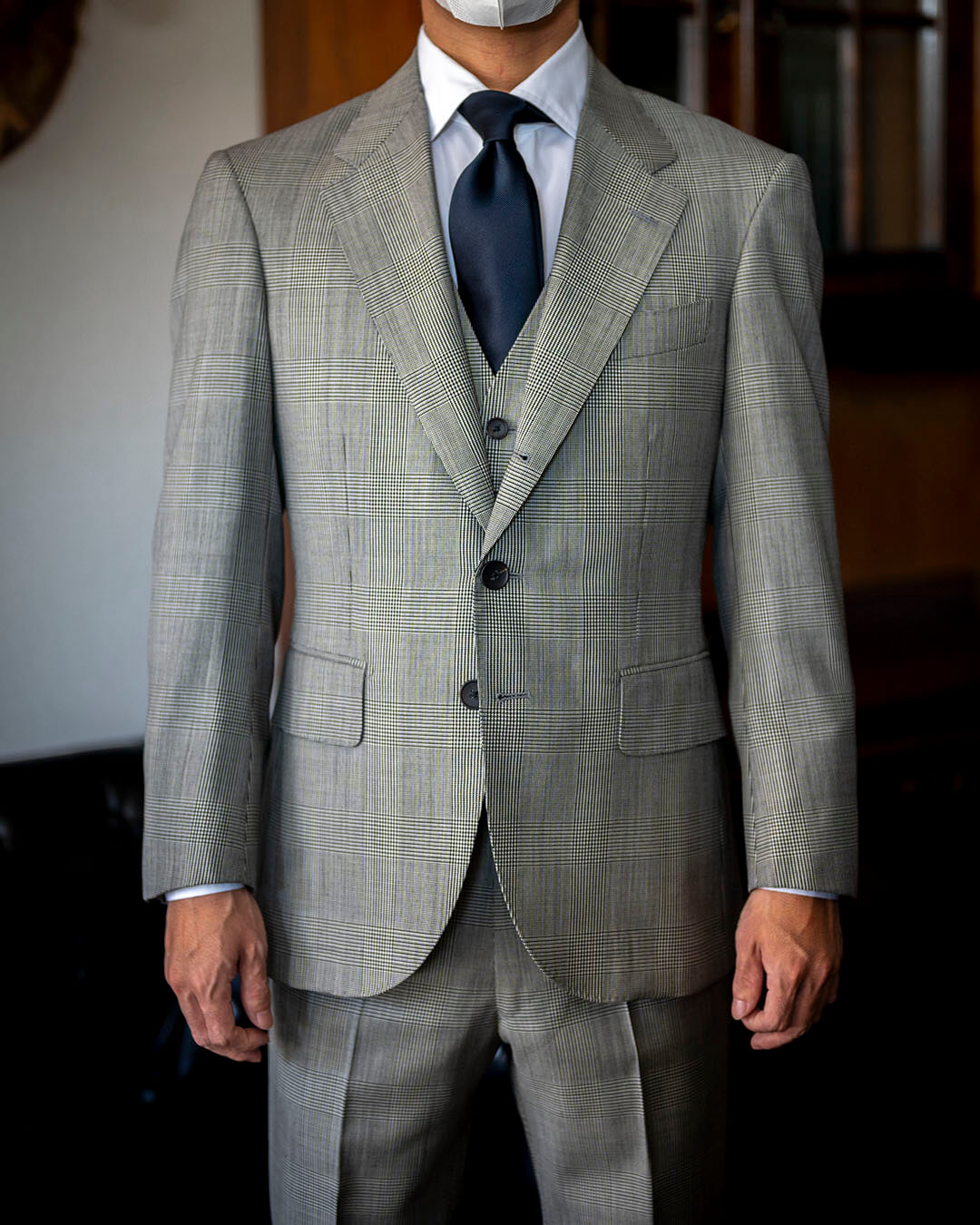 I様のご依頼】イタリア製グレンチェック生地のセレモニー毎に使われる