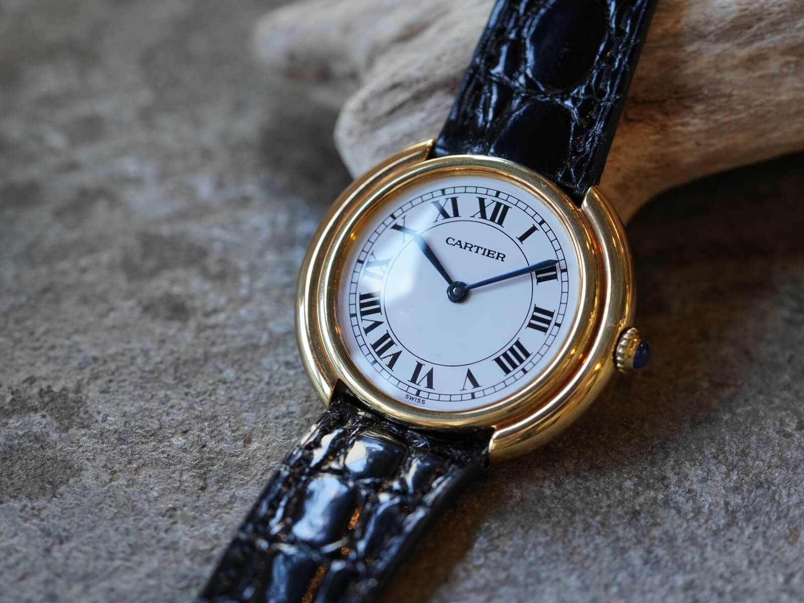 カルティエ/ヴァンドームLM/SWISS/ホワイトローマンダイヤル/18KYG