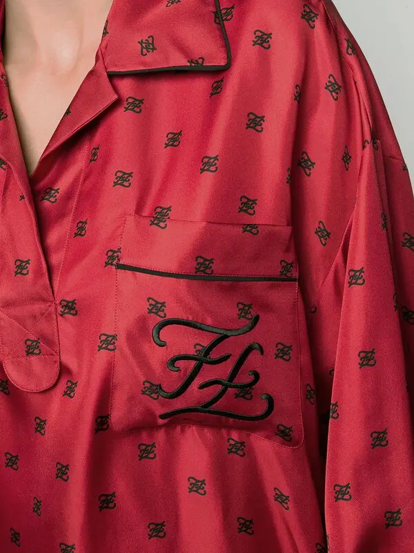 Fendi Karligraphy Motif Print Shirt Dress - Red | Editorialist