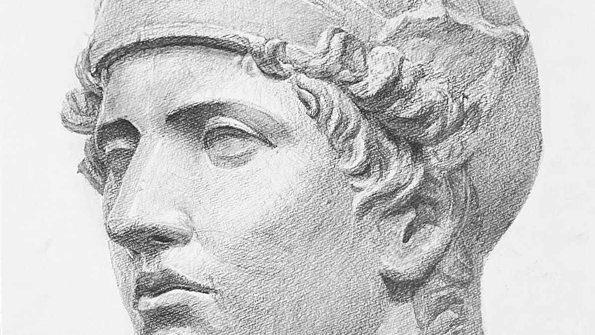 マルス像を描く｜立体感と構造を捉える石膏デッサンの描き方