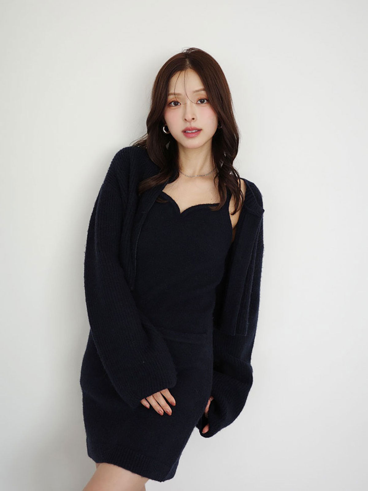 ロゴボタンニットセットワンピース