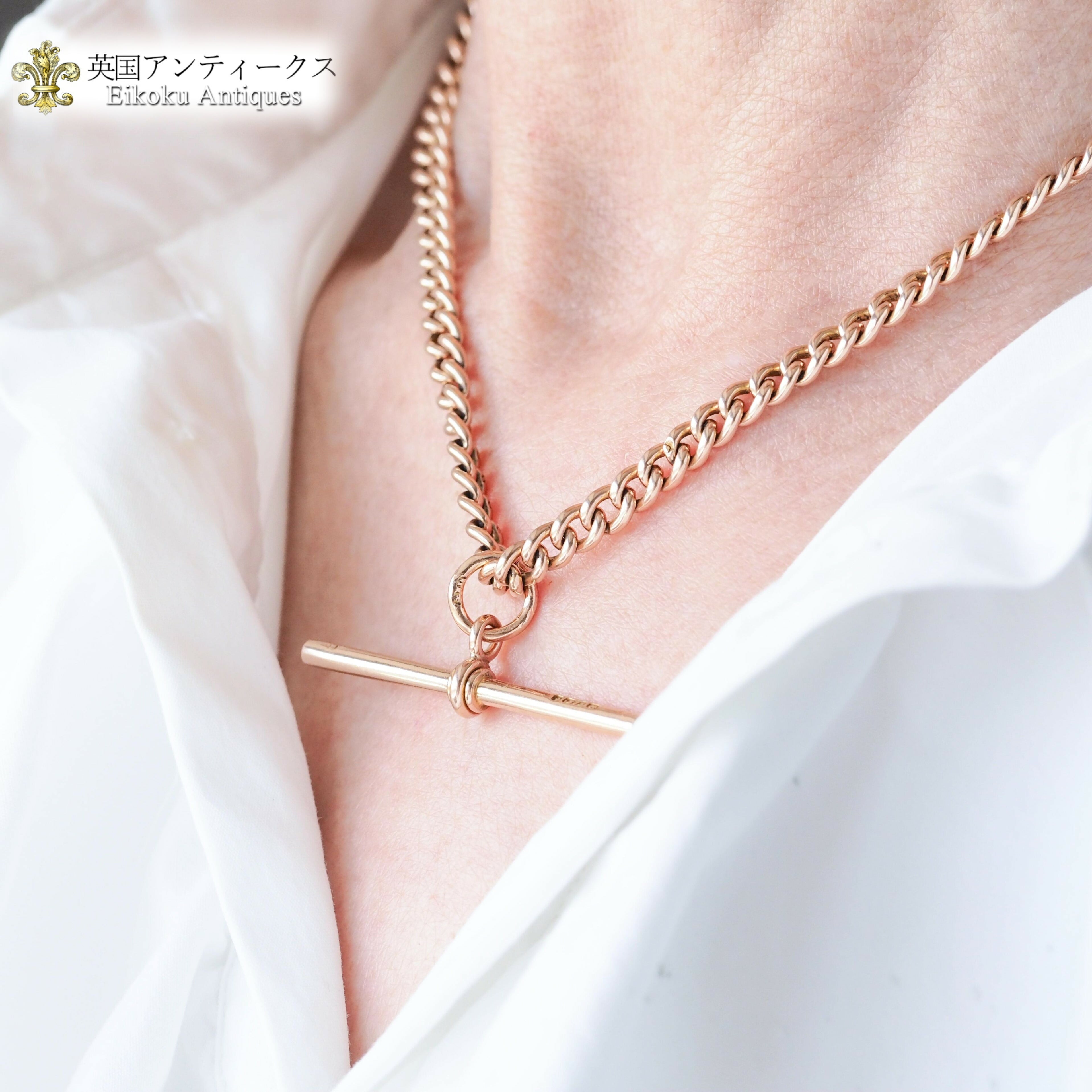 アンティーク 9金『アルバートチェーン』ネックレス - 英国