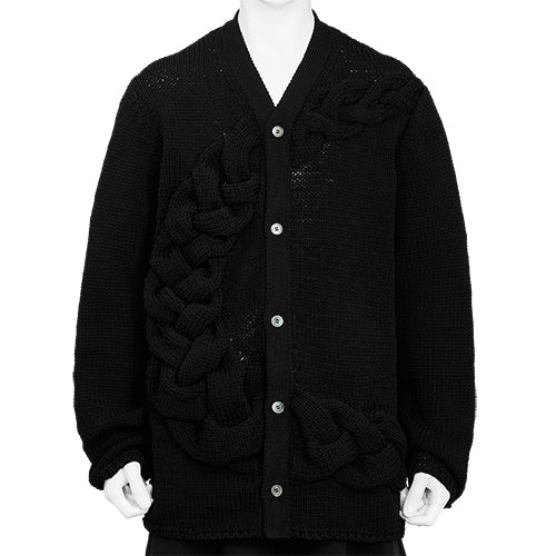 CABLE CREW NECK KNIT BLACK - COMME des GARÇONS HOMME PLUS(コム デ
