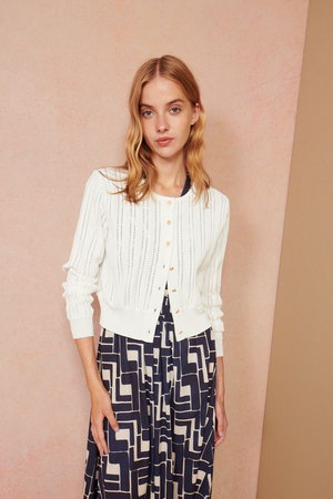 CORCOVADO(コルコバード)｜レースニットカーディガン/ホワイト の通販