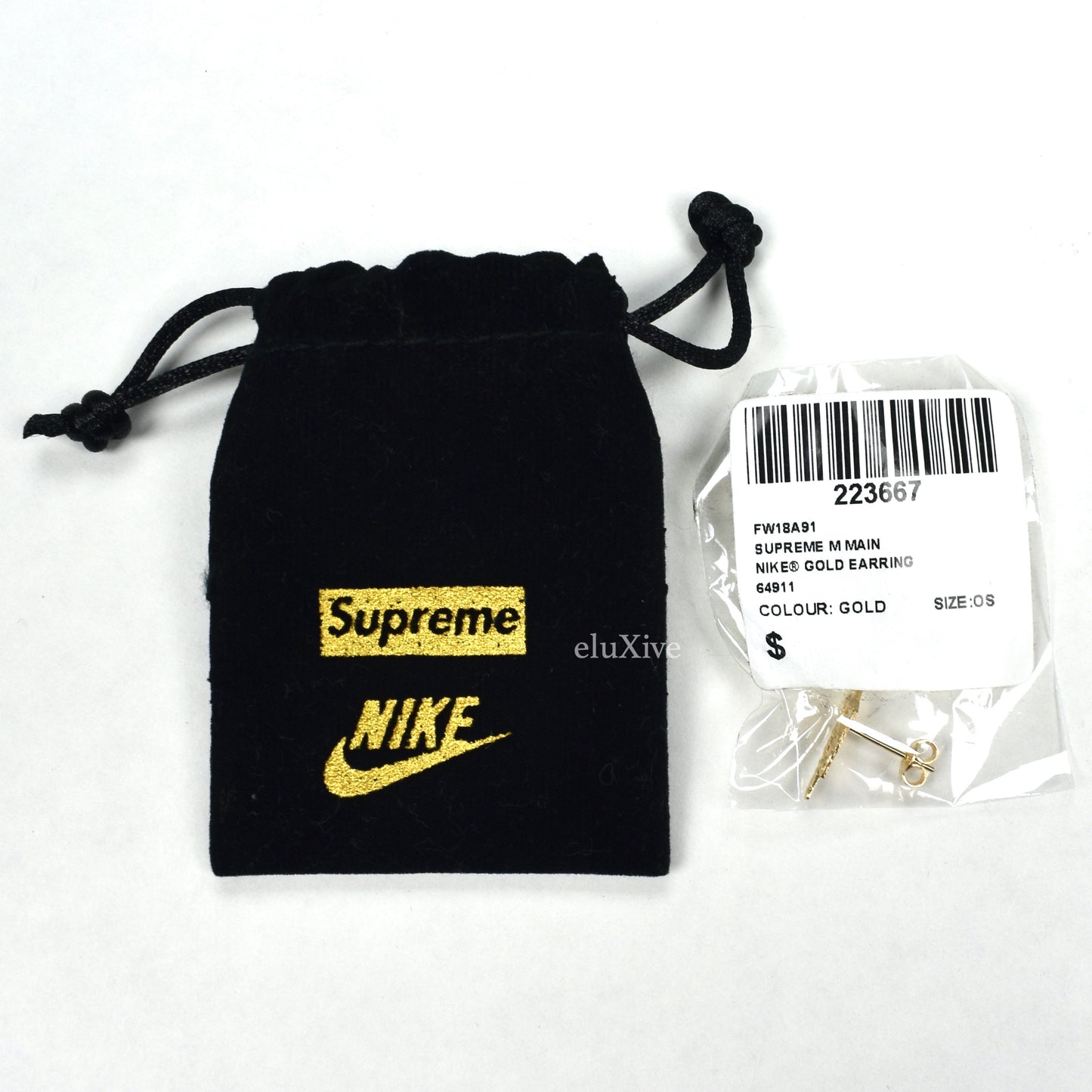 Supreme x Nike - 14k Solid Gold Swoosh Logo Earring (FW18) – eluXive
