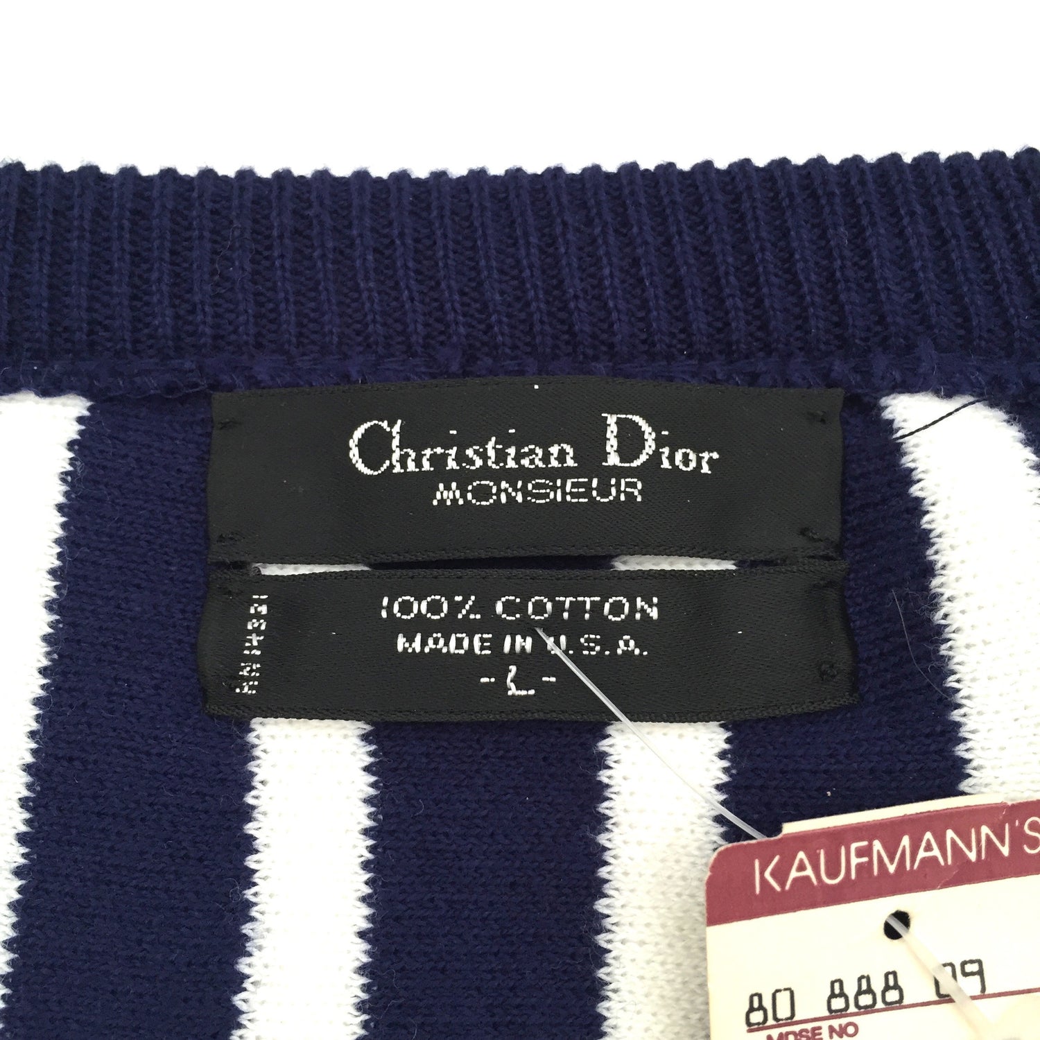 Christian Dior New 90's Navy & White Vertical Stripe Sweater – eluXive