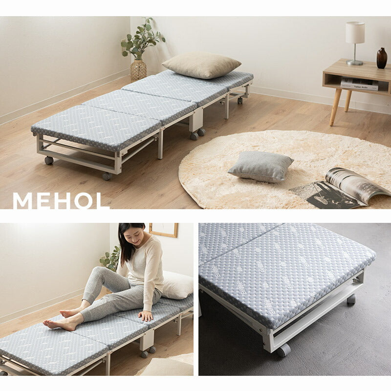 組立不要 折りたたみベッド コンパクト 完成品 キャスター MEHOL