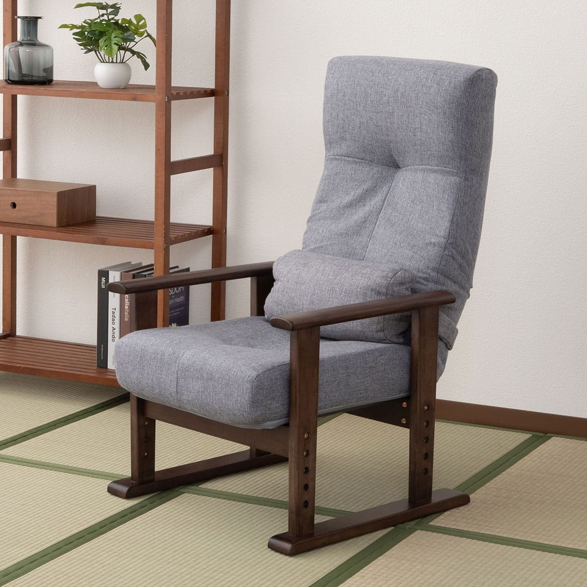 高座椅子 リクライニングチェア きらく レバータイプ 高さ調節可能