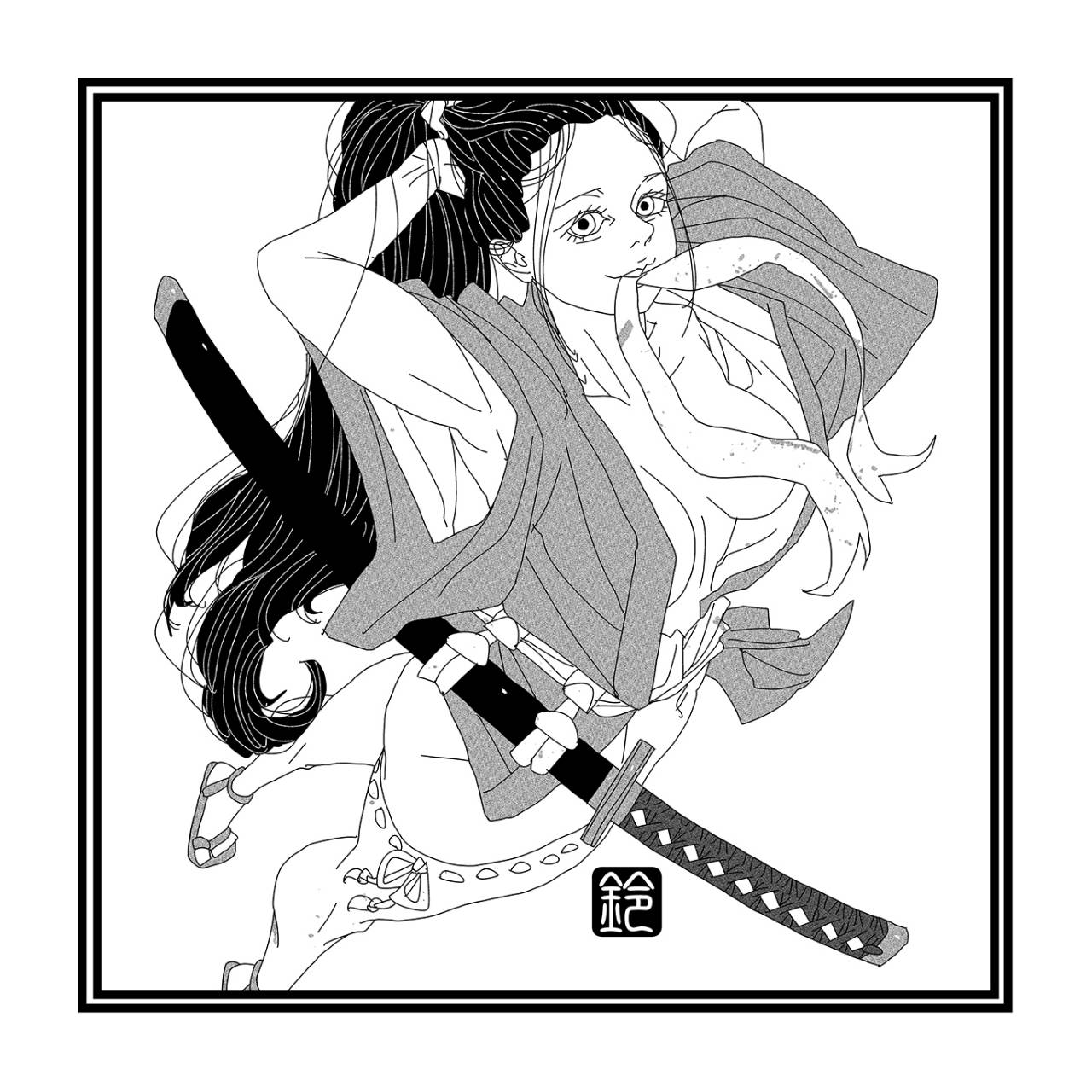 鈴木セイゴ 浮世絵風 原画 ポスター rice shortage サイン入り Seigo