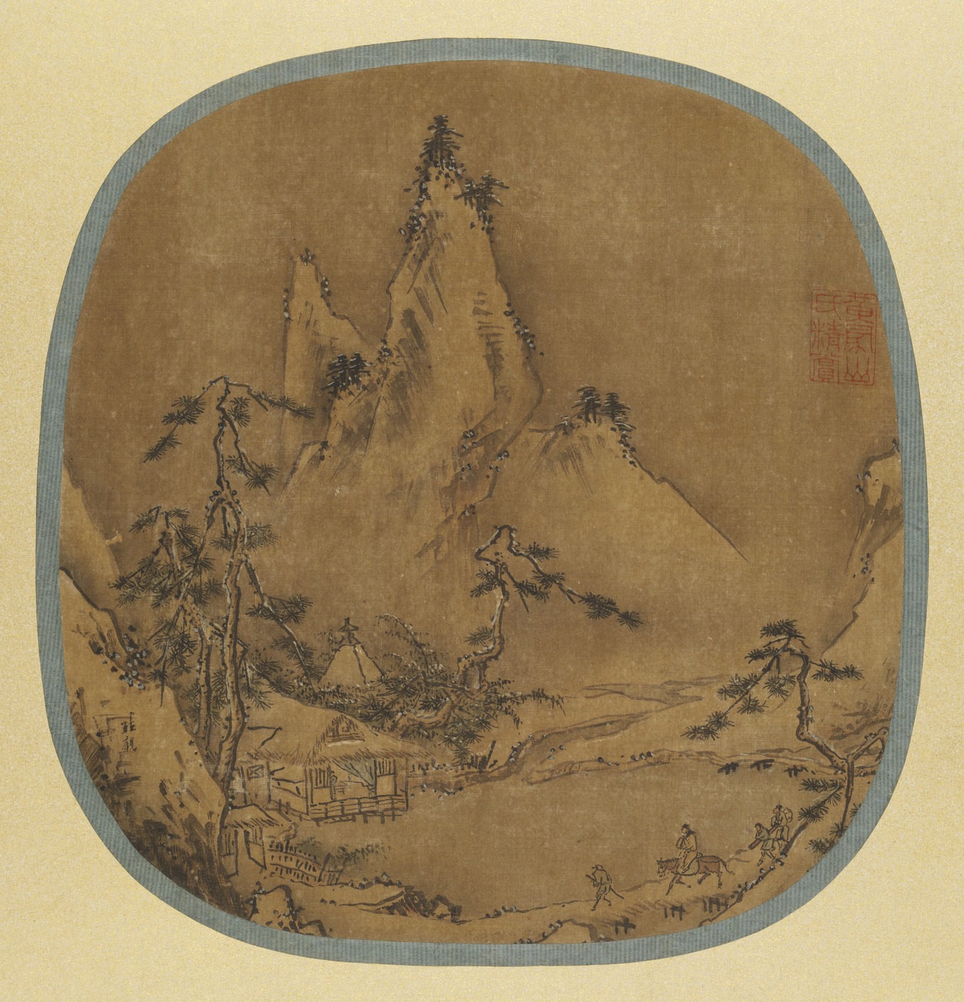 真作】矢野橋村/松下高風図/人物図/山水図/掛軸/名家伝来/AC-