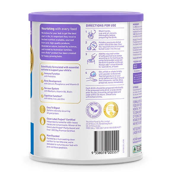 Bubs（バブズ）ヤギ・ゴートミルク ステップ3（1歳～3歳）大缶 800g