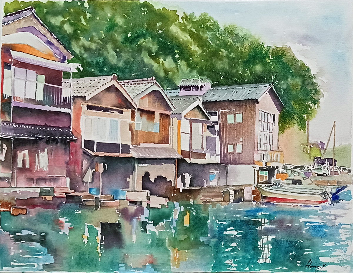 伊根の舟屋」 by 春｜Artmeter｜暮らしを彩るアートが、きっと見つかる