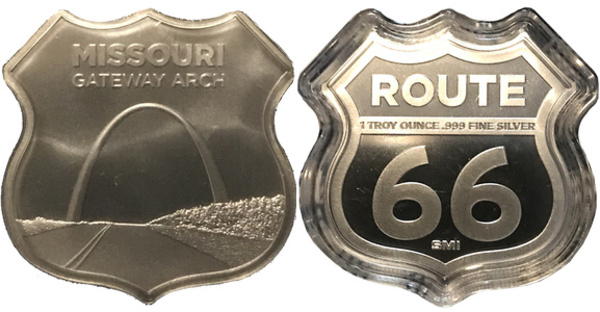 1 oz Silver (Route 66 - Missouri Gateway Arch) - United States
