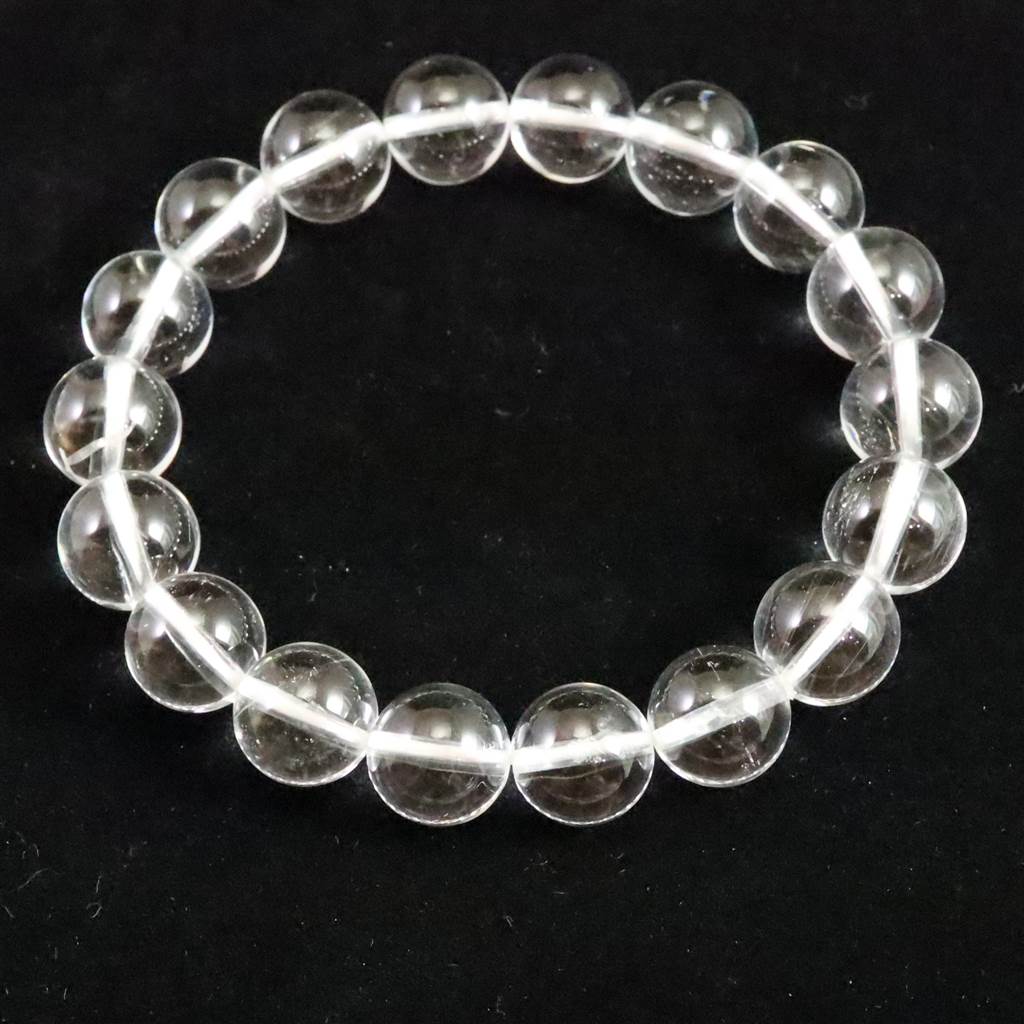 天然非加熱 クリアトパーズ 針入 11.5mm玉ブレスレット 46.7g (ID