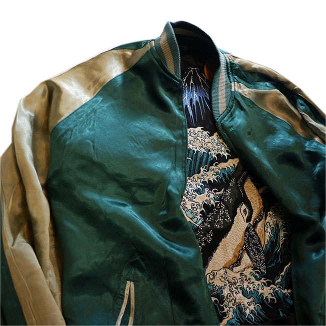 花旅楽団 波鯨 刺繍 リバーシブルスカジャン