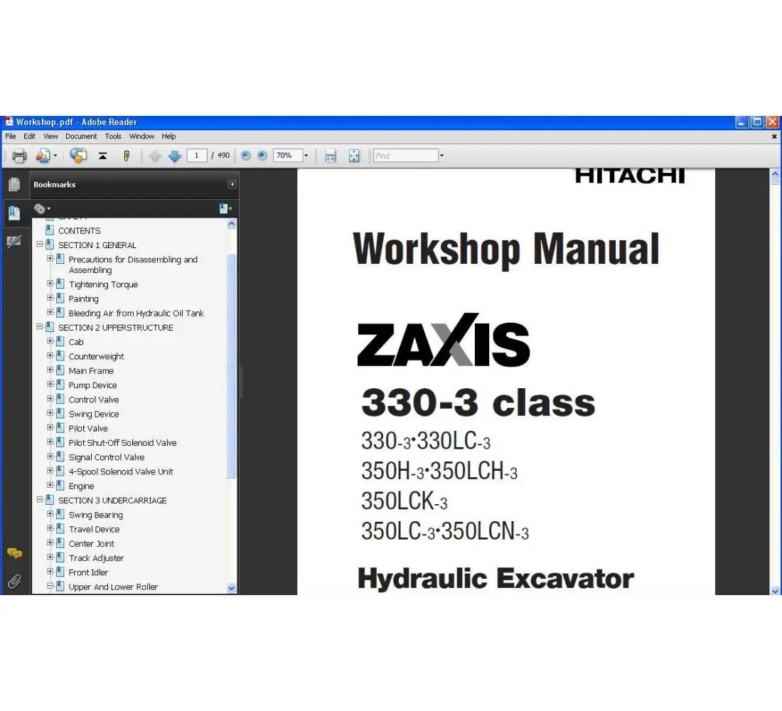 Hitachi excavator ZX330-3 - ZX350LCN-3 service manual
