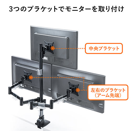 モニターアーム(3画面・トリプルディスプレイ・クランプ・上下左右高さ