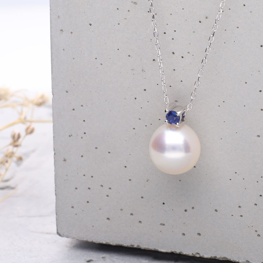 9月 誕生石 サファイア｜アコヤパール ペンダント ネックレス｜無調色