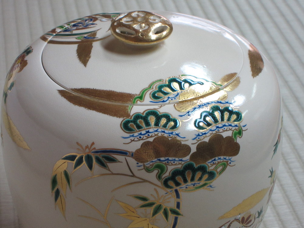 茶道具商(有)越中屋 仁清写丸紋草花水指 御室窯 共箱