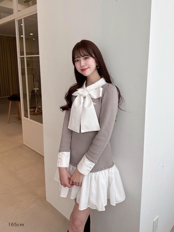 シャツドッキングニットワンピース｜evelyn（エブリン）公式通販サイト