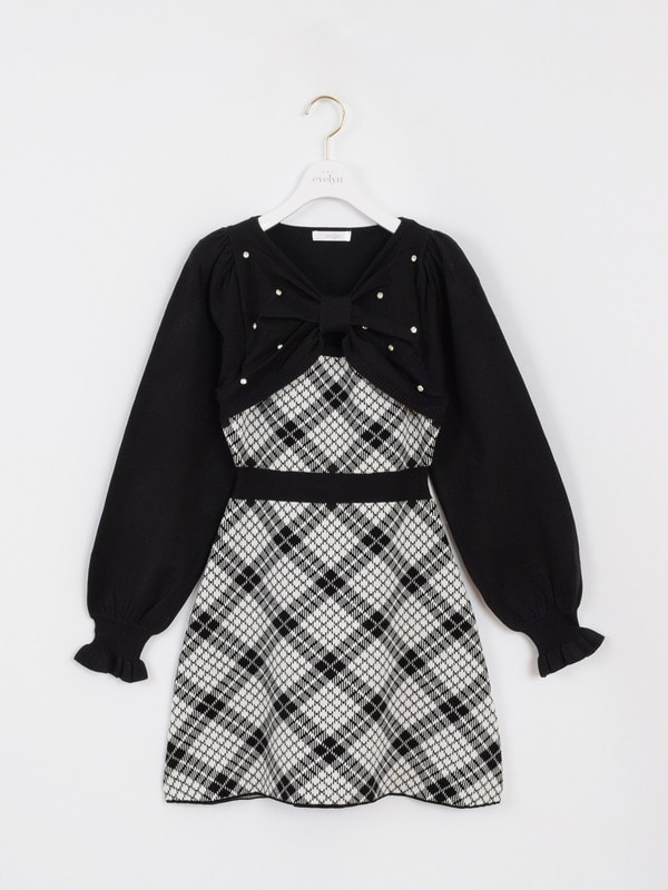 長袖チェックリボンニット｜evelyn（エブリン）公式通販サイト