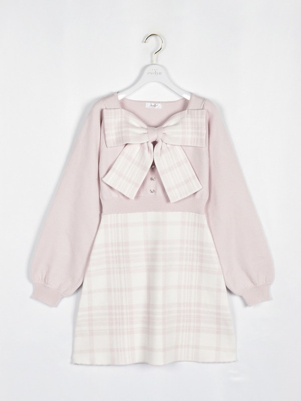 リボンチェックニットワンピース｜evelyn（エブリン）公式通販サイト