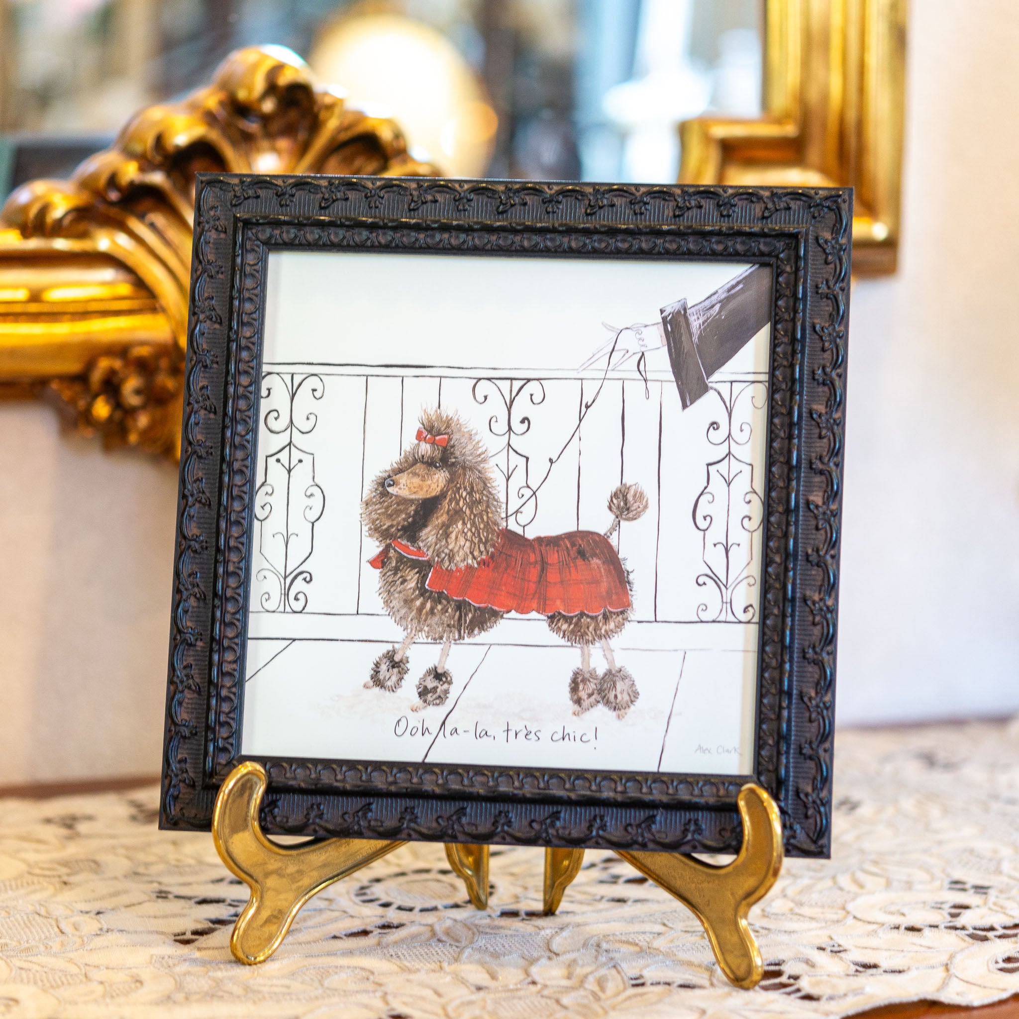 ロジーナ・ヴァハトマイスター 刺繍額絵 2匹のロジーナキャット ピアノ