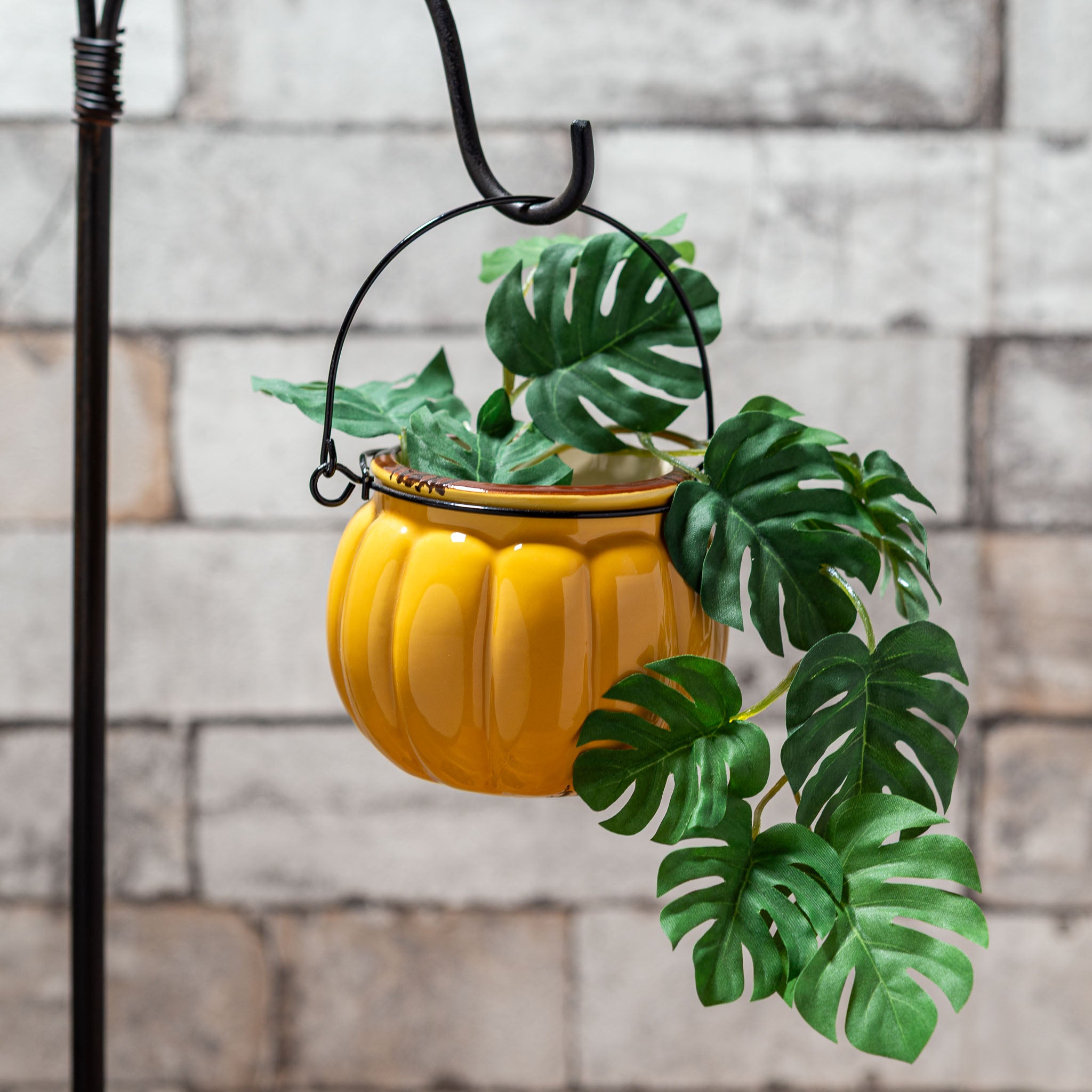 陶器製 ワイヤーアーム付き カラフルフラワーポット 全4種