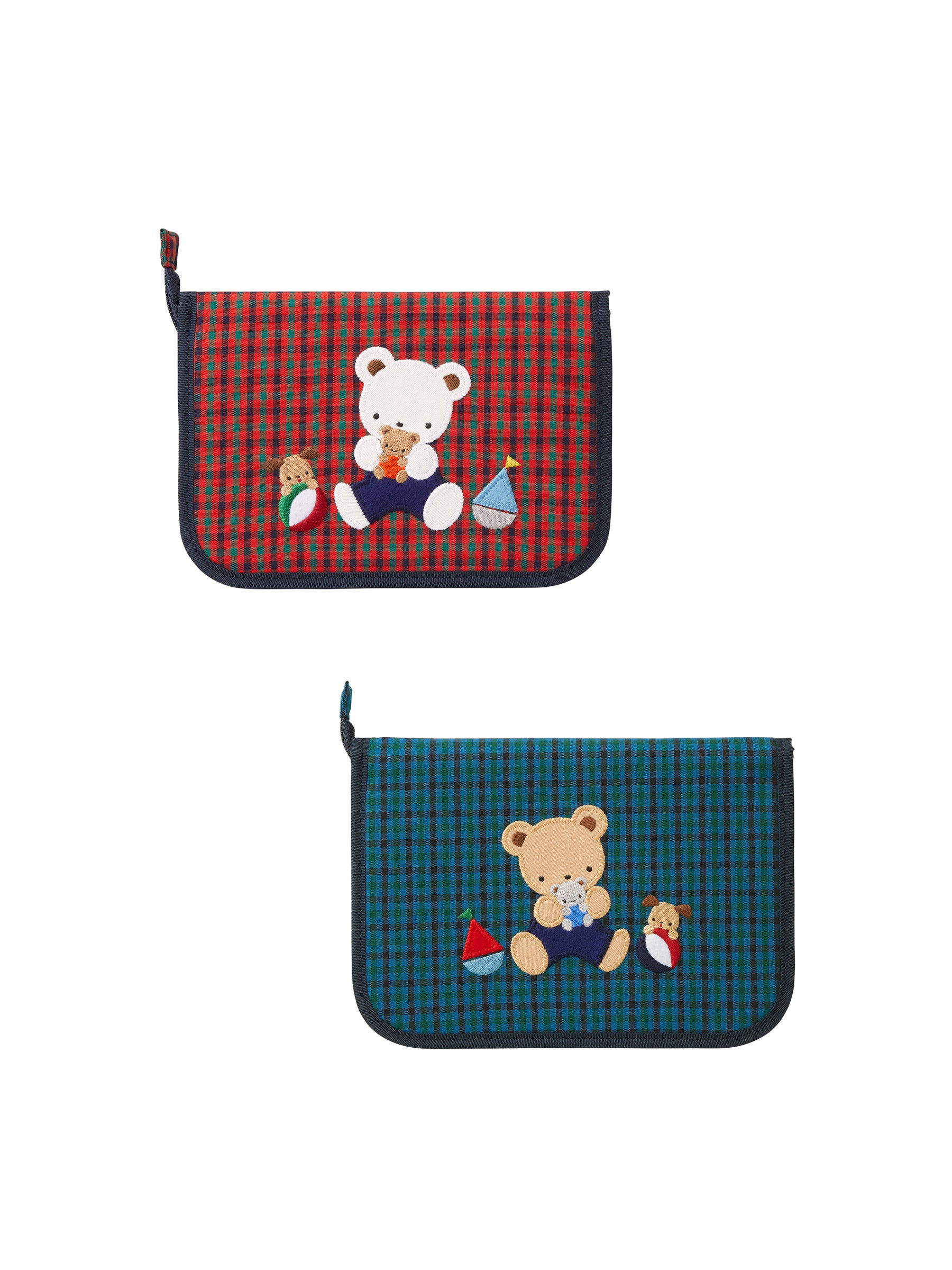 familiar 母子手帳ケース 赤と緑のチェック柄 familiar チェック柄