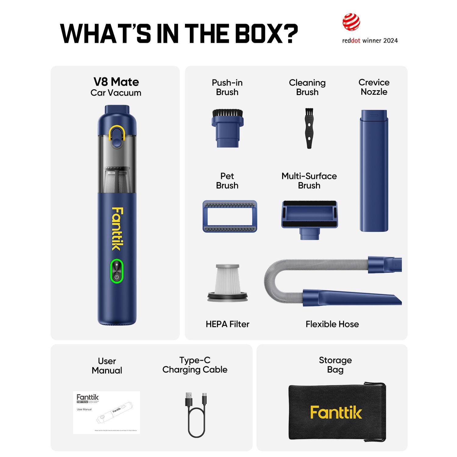 Fanttik V8 Mate Cordless Car Vacuum - Powerful & Efficient