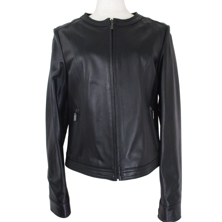 ノーカラー レザージャケット ブラック S(S ブラック): ビジター表示