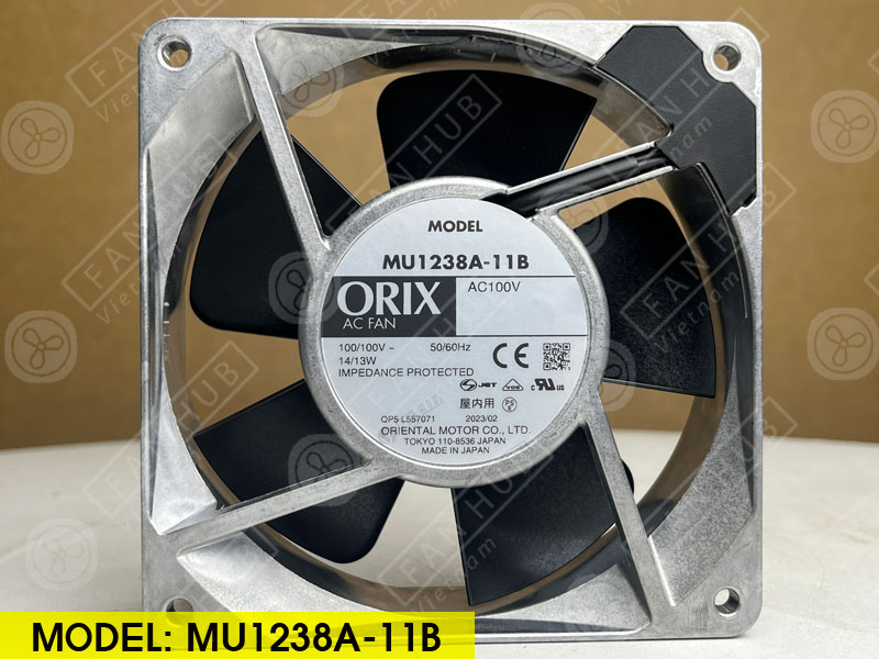 ORIX MU1238A-11B - AC AXIAL FAN, 100VAC, 120x120x38mm - FAN HUB
