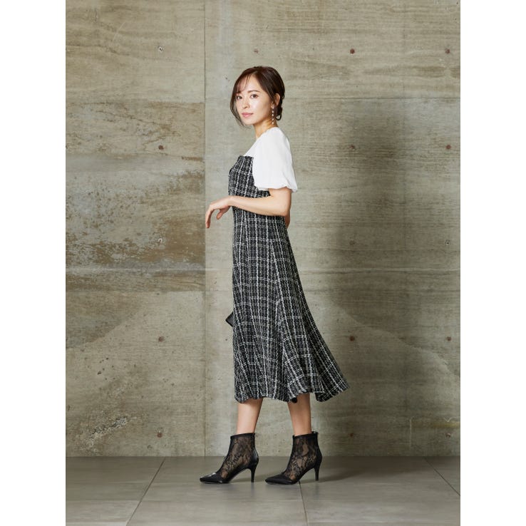 レンタル] BELINDA DE CAPRIS ツイード ビスチェ風ワンピースドレス