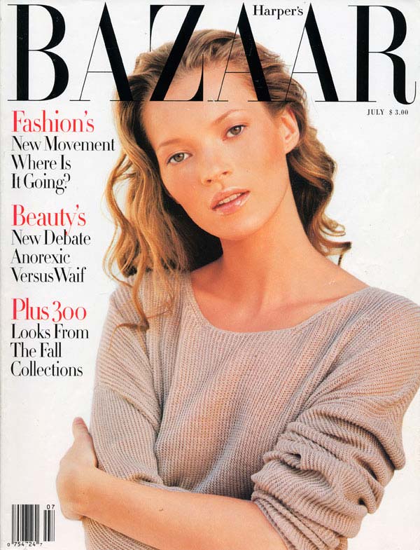 Harper's Bazaar Cover Featuring Kate Moss, July 1993 – Covers of