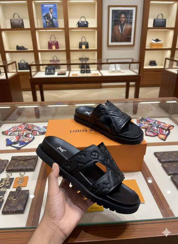 Louis Vuitton Waterfront Mules - Men's Black Monogram Sandals